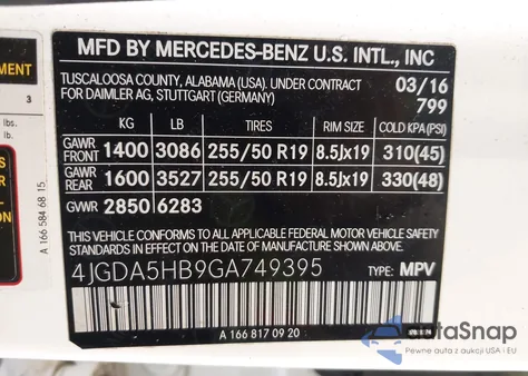 2016 Mercedes-Benz Gle 350 4Matic from USA, damaged, VIN 4JGDA5HB9GA749395